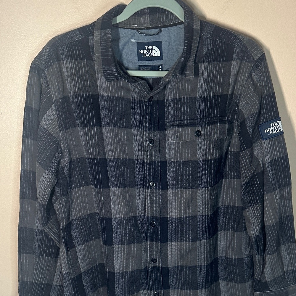 The North Face Black and Gray Plaid Shirt